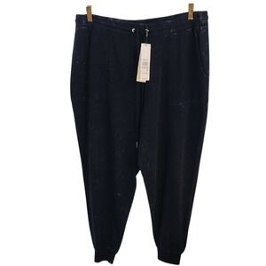 NWT Calvin Klein Women's 1X Navy Blue‎ Washed Jogger Pants Lounge Comfort Style
